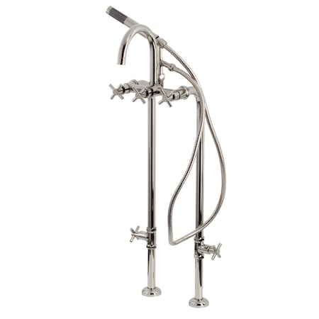 Aqua Vintage CCK8106DX Freestanding Tub Faucet with Supply Line, Stop Valve, Polished Nickel CCK8106DX